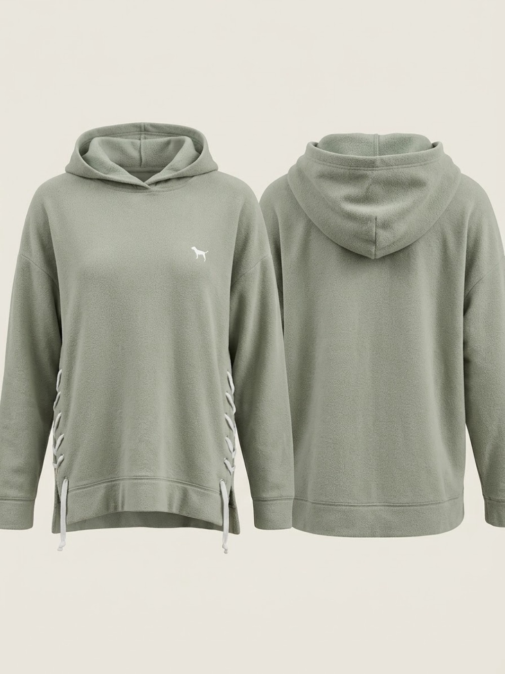 Victoria's Secret PINK Sage Green Fleece Lace-Up Pullover Hoodie